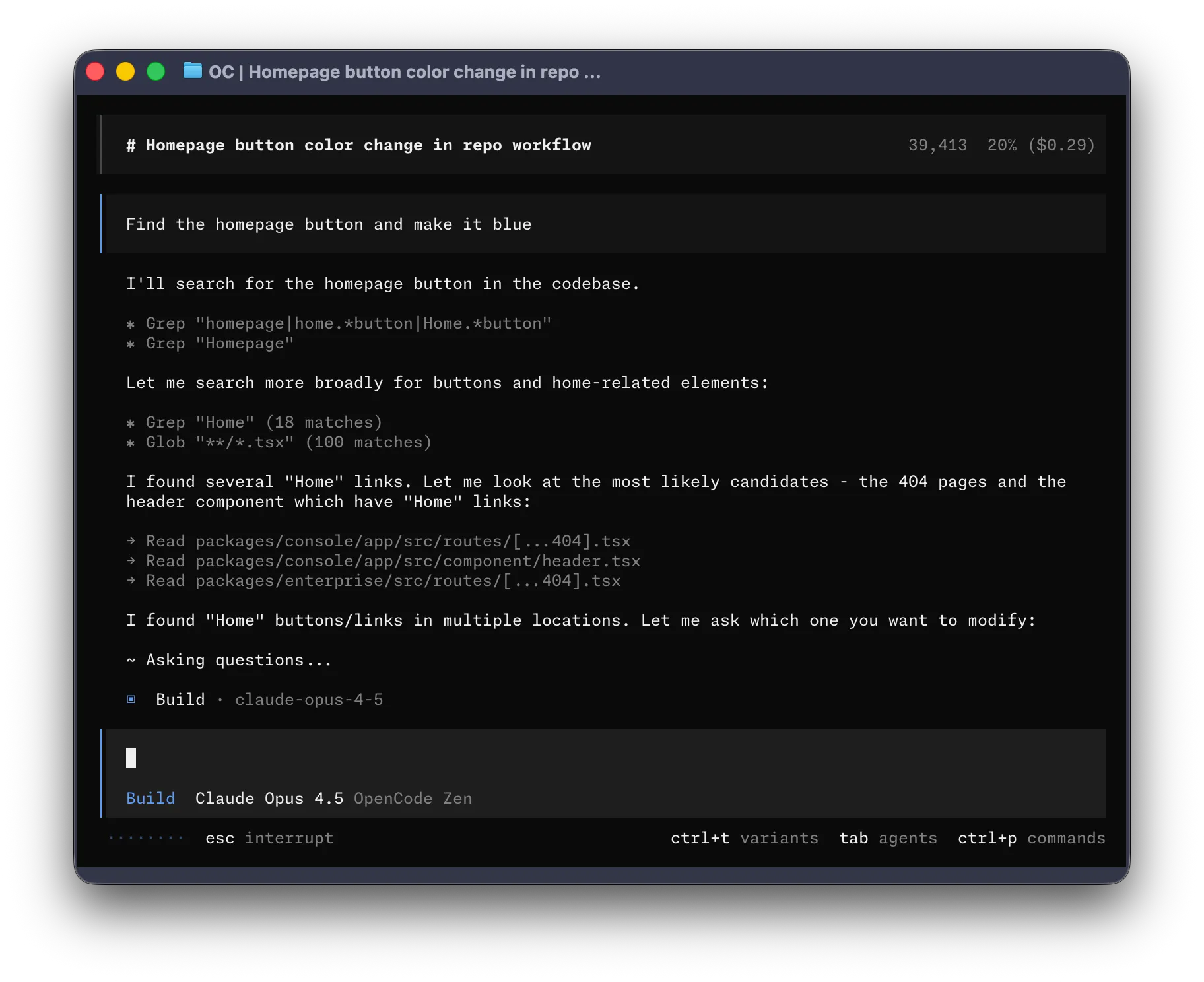 hordecode TUI with the hordecode theme